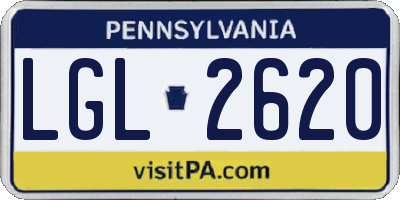 PA license plate LGL2620