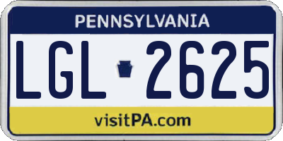 PA license plate LGL2625