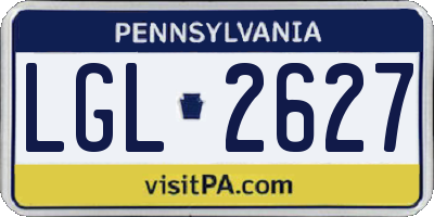 PA license plate LGL2627