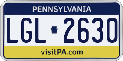PA license plate LGL2630