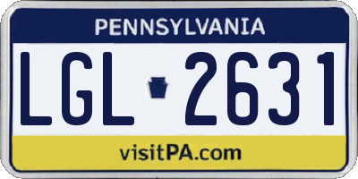 PA license plate LGL2631