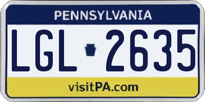 PA license plate LGL2635