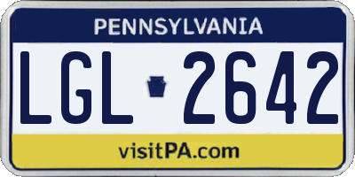 PA license plate LGL2642