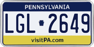 PA license plate LGL2649