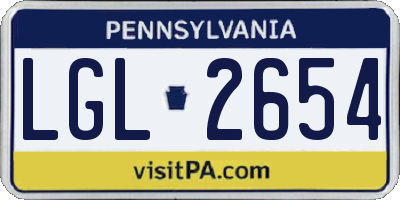 PA license plate LGL2654