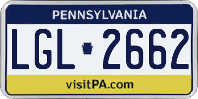 PA license plate LGL2662