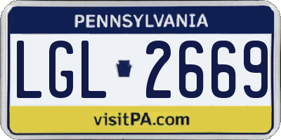 PA license plate LGL2669