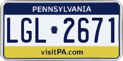 PA license plate LGL2671