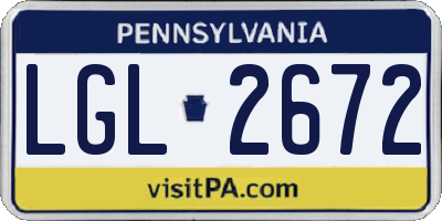 PA license plate LGL2672