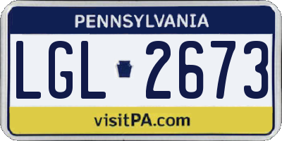 PA license plate LGL2673