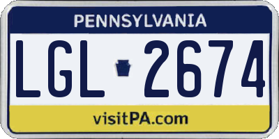 PA license plate LGL2674