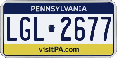PA license plate LGL2677