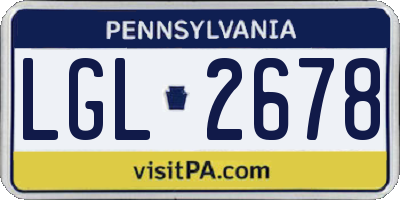 PA license plate LGL2678