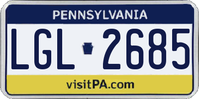 PA license plate LGL2685
