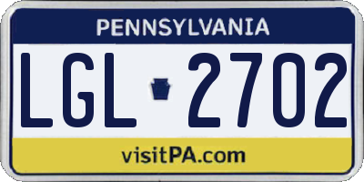 PA license plate LGL2702