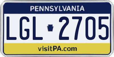 PA license plate LGL2705