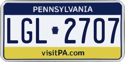 PA license plate LGL2707