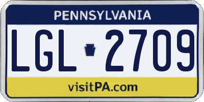 PA license plate LGL2709