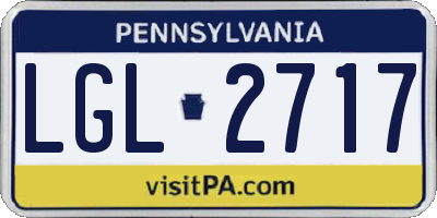 PA license plate LGL2717
