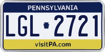 PA license plate LGL2721
