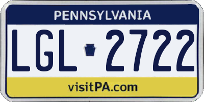 PA license plate LGL2722