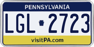 PA license plate LGL2723