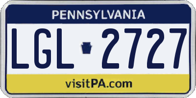 PA license plate LGL2727