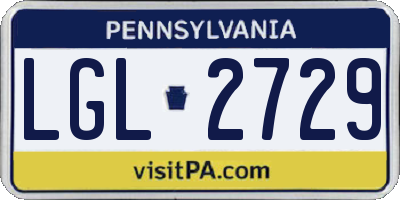 PA license plate LGL2729