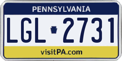 PA license plate LGL2731