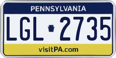 PA license plate LGL2735