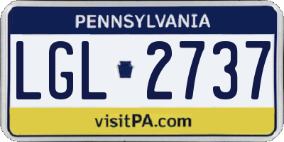 PA license plate LGL2737