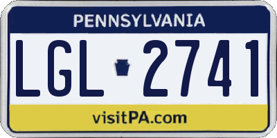 PA license plate LGL2741