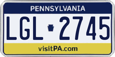 PA license plate LGL2745