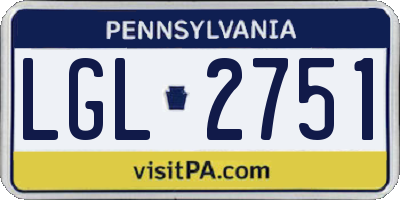 PA license plate LGL2751