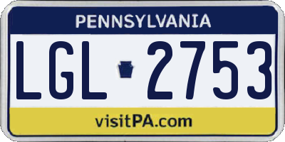 PA license plate LGL2753