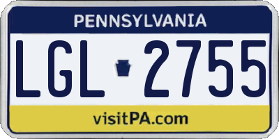 PA license plate LGL2755
