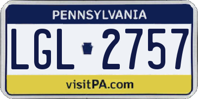 PA license plate LGL2757