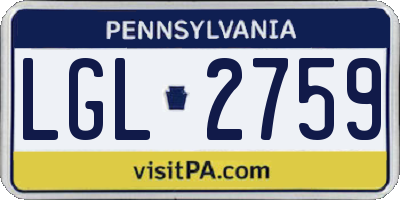 PA license plate LGL2759