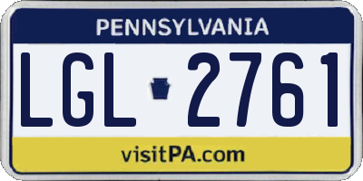PA license plate LGL2761