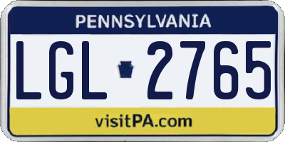 PA license plate LGL2765
