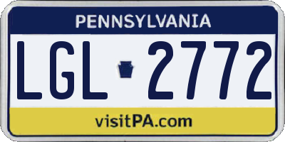 PA license plate LGL2772