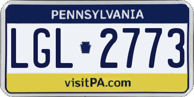 PA license plate LGL2773