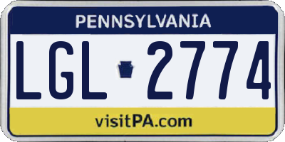 PA license plate LGL2774