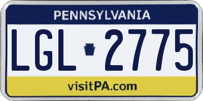 PA license plate LGL2775