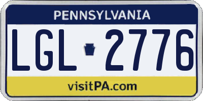 PA license plate LGL2776