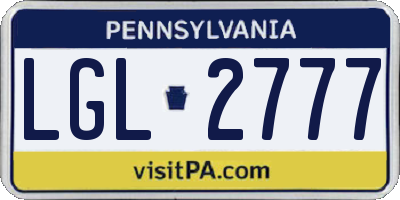 PA license plate LGL2777