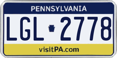 PA license plate LGL2778