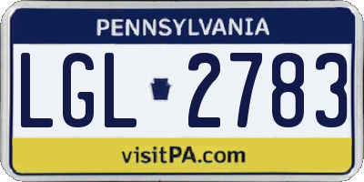 PA license plate LGL2783