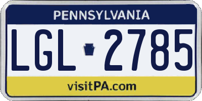 PA license plate LGL2785
