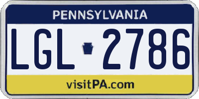 PA license plate LGL2786